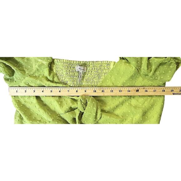 BCBGeneration Clip-Dot Front Knot Ruffled Crop Top Women's Large - Picture 3 of 6